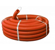 Труба ПНД гибкая гофр. д.32мм, тяжёлая с протяжкой, 25м, цвет оранжевый   tpnd-32-to   EKF