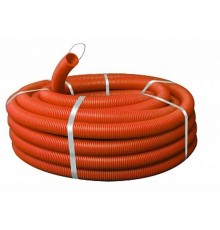 Труба ПНД гибкая гофр. д.16мм, тяжёлая с протяжкой, 100м, цвет оранжевый   tpnd-16-to   EKF