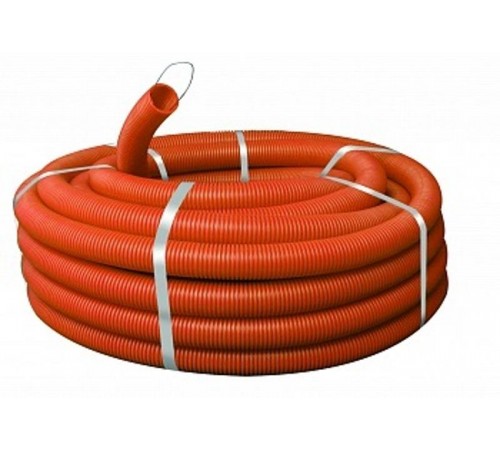 Труба ПНД гибкая гофр. д.40мм, тяжёлая с протяжкой, 20м, цвет оранжевый   tpnd-40-to   EKF