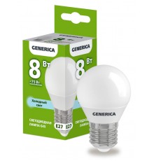 Лампа светодиодная G45 шар 8Вт 230В 6500К E27   LL-G45-08-230-65-E27-G  GENERICA