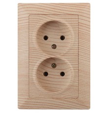 Розетка Intro Solo 4-204-11 без заземления двойная 2х2P, 16А-250В, IP20, СУ, сосна  Б0053673  Intro