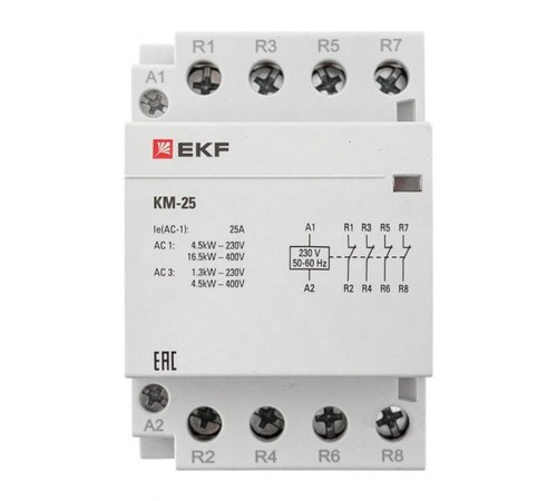Контактор модульный КМ 25А 4NC (3 мод.) PROxima km-3-25-04  EKF