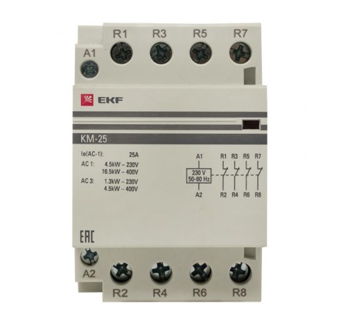 Контактор модульный КМ 25А 4NC (3 мод.) PROxima km-3-25-04  EKF
