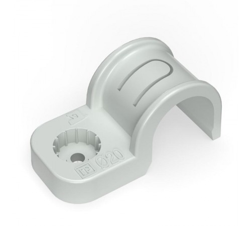 Крепеж-скоба пластиковая односторонняя для прямого монтажа серая в п/э д20 (50шт/600шт уп/кор)  PR13.0369  Промрукав