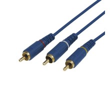 Шнур 3 RCA - 3 RCA, длина 3 метра, синий (GOLD)  17-0204-1  REXANT