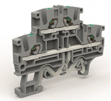 Двухуровневая клемма 2,5 кв.мм с заземлением в нижнем ярусе  ZEFD220GR  DKC