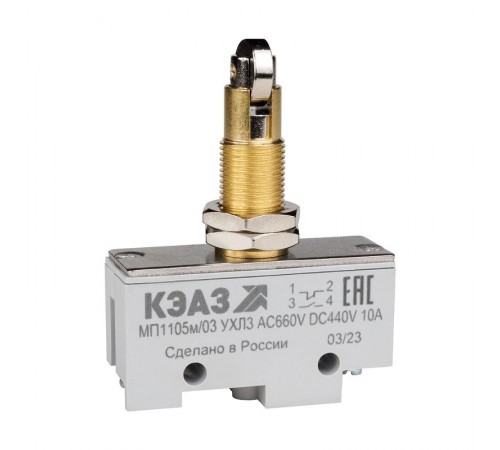 Микропереключатель МП-1105м/03 (поперечный ролик-винт)  303987  КЭАЗ