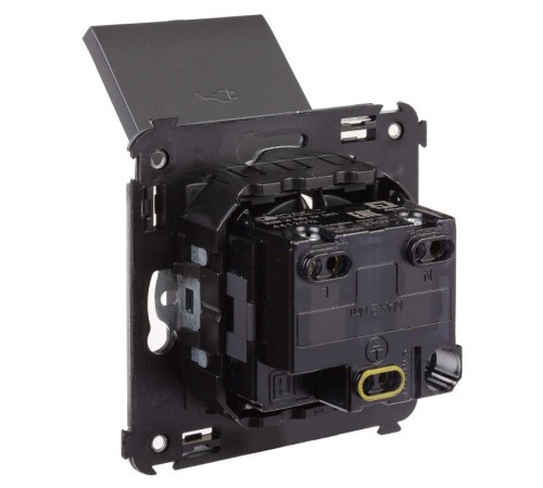 Розетка с крышкой в стену, 2P+E, с з/ш, "Avanti", "Черный матовый"  4412013  DKC