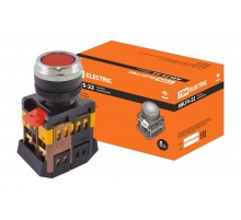 Кнопка ABLFS-22 красный d22мм неон/230В 1з+1р   SQ0704-0008  TDM