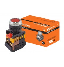 Кнопка ABLFS-22 красный d22мм неон/230В 1з+1р   SQ0704-0008  TDM