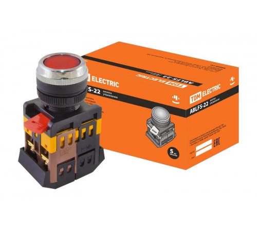 Кнопка ABLFS-22 красный d22мм неон/230В 1з+1р   SQ0704-0008  TDM