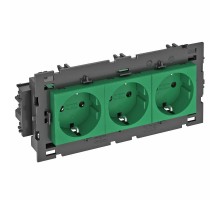 Розетка тройная 0° Modul45connect с з/к, 250 В, 16A (зеленый) (STD-D0C8 MZGN3)  6120456  OBO Bettermann