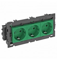 Розетка тройная 0° Modul45connect с з/к, 250 В, 16A (зеленый) (STD-D0C8 MZGN3)  6120456  OBO Bettermann