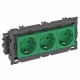 Розетка тройная 0° Modul45connect с з/к, 250 В, 16A (зеленый) (STD-D0C8 MZGN3)  6120456  OBO Bettermann
