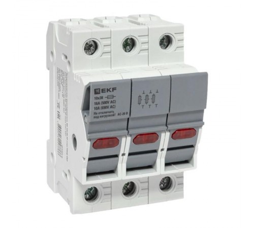 Предохранитель-разъединитель DF 10х38 3Р (тип ПВЦ)   df103-e  EKF