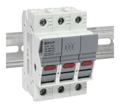 Предохранитель-разъединитель DF 10х38 3Р (тип ПВЦ)   df103-e  EKF