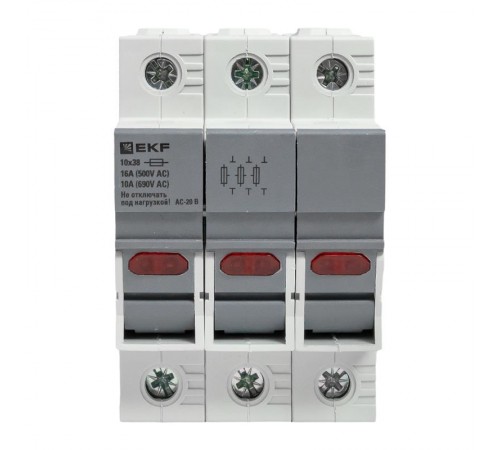 Предохранитель-разъединитель DF 10х38 3Р (тип ПВЦ)   df103-e  EKF