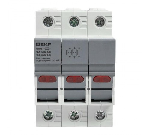 Предохранитель-разъединитель DF 10х38 3Р (тип ПВЦ)   df103-e  EKF