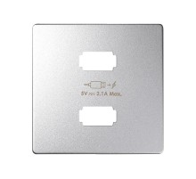 Накладка для зарядного устройства 2xUSB цвета холодный алюминий S82 Detail  8221096-093  Simon