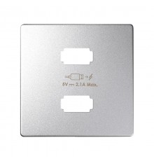 Накладка для зарядного устройства 2xUSB цвета холодный алюминий S82 Detail  8221096-093  Simon