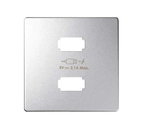Накладка для зарядного устройства 2xUSB цвета холодный алюминий S82 Detail  8221096-093  Simon