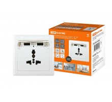 Блок мультифункциональный "Сенеж 1" 2П 10А 250В + 2 USВ-порта для зарядки 5В 2,1А  SQ1816-0001  TDM