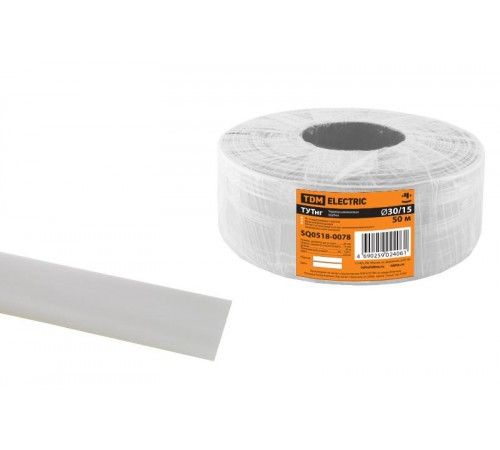 Термоусаживаемая трубка ТУТнг 30/15 белая (50 м/ролл)   SQ0518-0078  TDM