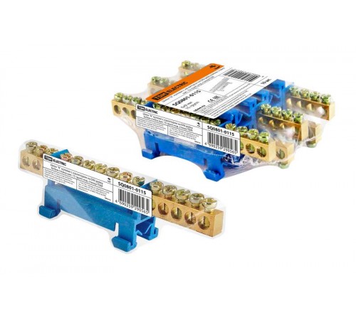 Шина "N" нулевая с изолятором на DIN-рейку 6x9мм стойка мал. 15 групп инд. стикер  SQ0801-0115  TDM