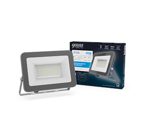 Прожектор светодиодный Qplus 30W 2550lm 6500K 200-240V IP65 графитовый LED 1/10  690511330  Gauss