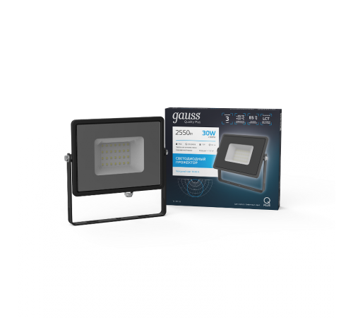 Прожектор светодиодный Qplus 30W 2550lm 6500K 200-240V IP65 графитовый LED 1/10  690511330  Gauss