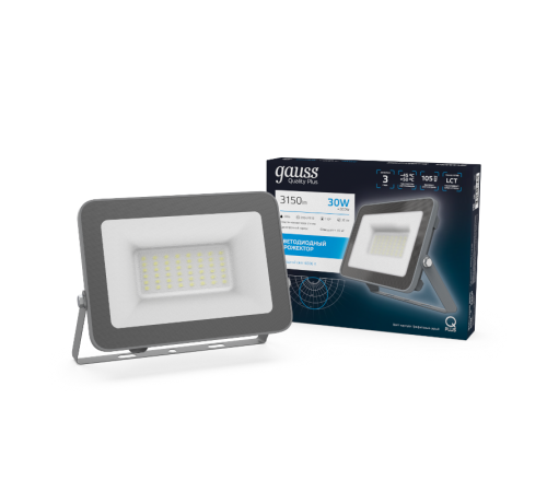 Прожектор светодиодный Qplus 30W 2550lm 6500K 200-240V IP65 графитовый LED 1/10  690511330  Gauss