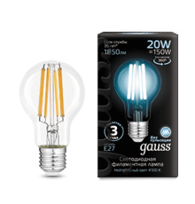 Лампа светодиодная Filament А60 20W 1850lm 4100К Е27 LED /10/40  1029022201  Gauss