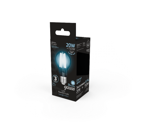 Лампа светодиодная Filament А60 20W 1850lm 4100К Е27 LED /10/40  1029022201  Gauss