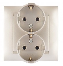 Simon 15 Шампань Розетка двойная с/з Schuko, 16А 250В, винт. зажим  1590459-034  Simon