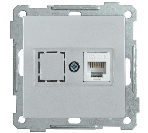 BOLERO серебряный Розетка телефонная RJ12 РТ12-1-Б  ETB10-K23  IEK