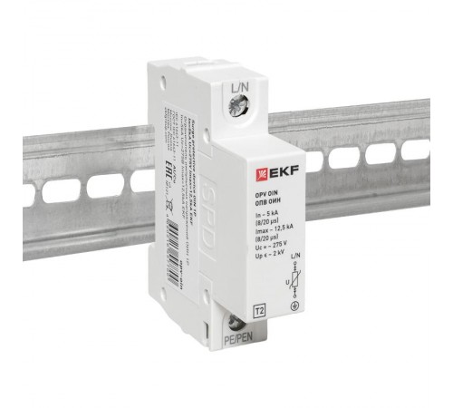 Ограничитель импульсных напряжений ОИН 1Р In=5kA Un=275B Imax=12,5kA  opv-oin  EKF