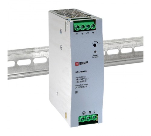 Блок питания на дин рейку 150 вт,Uвх ~ 220 В AC , Uвых - 24 В DC постоянного тока  DR-E-150W-24  EKF