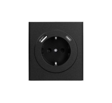 Розетка STRONG 1-ая с/з с/у з/ш 16А с USB A+C быстрой зарядки 5В/3А антрацит  KR-78-0704-5  Kranz