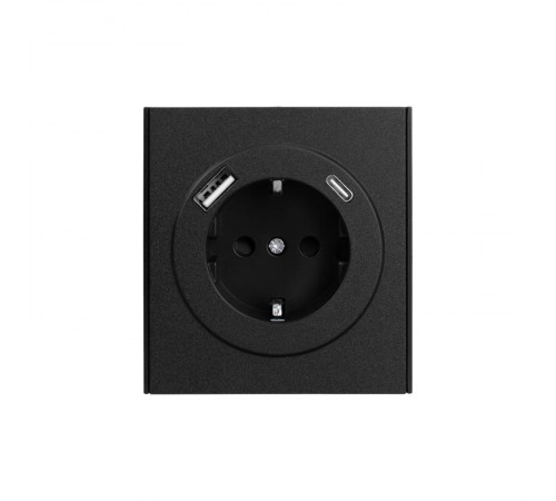 Розетка STRONG 1-ая с/з с/у з/ш 16А с USB A+C быстрой зарядки 5В/3А антрацит  KR-78-0704-5  Kranz