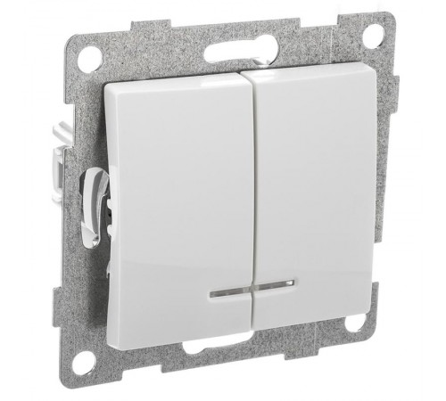 Bravo Выключатель 2кл. (инд), СУ , 10А, 250В, белый  С10В28-001  GUSI Electric