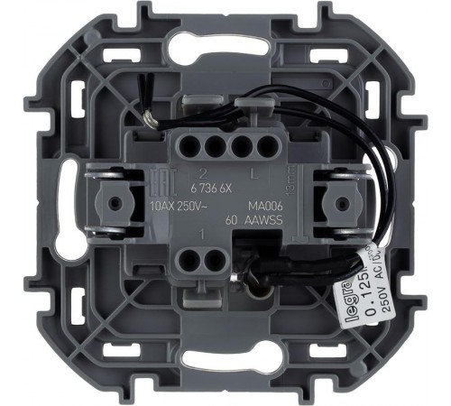 Inspiria Алюминий Переключатель проходной 1-клавишный с подсветкой С/У без рамки  673662  Legrand