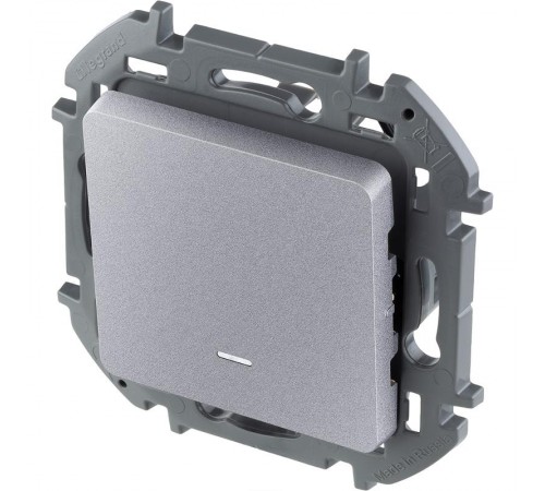 Inspiria Алюминий Переключатель проходной 1-клавишный с подсветкой С/У без рамки  673662  Legrand