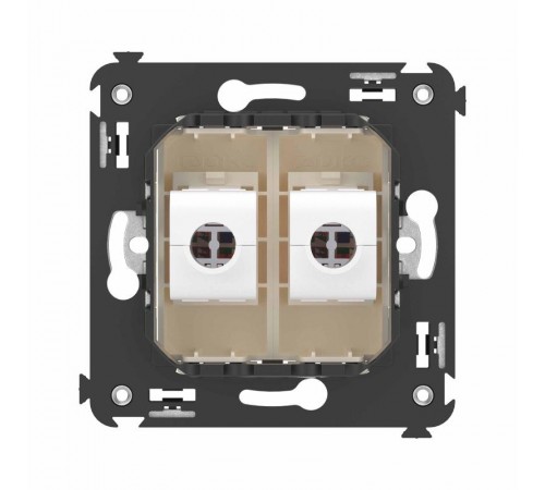 Компьютерная розетка RJ-45 без шторки в стену, кат.6 двойная, "Avanti", "Ванильная дымка"  4405694  DKC