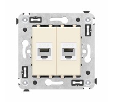 Компьютерная розетка RJ-45 без шторки в стену, кат.6 двойная, "Avanti", "Ванильная дымка"  4405694  DKC