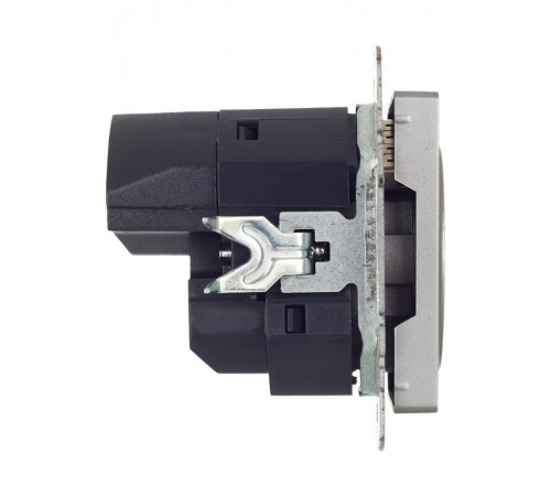 BRITE Розетка с заземлением со шторками 16А с USB A+A 3,1А РЮш10-2-БрС сталь  BR-R14-16-U21-D31-K46  IEK