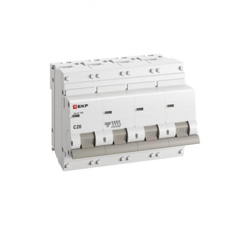 Выключатель автоматический четырехполюсный 4P 20А (C) 10kA ВА 47-100 PROxima  mcb47100-4-20C-pro  EKF