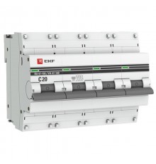 Выключатель автоматический четырехполюсный 4P 20А (C) 10kA ВА 47-100 PROxima  mcb47100-4-20C-pro  EKF