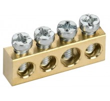 TEKFOR Шина нулевая сечение 6х9 4 отв. латунь  TF-KP00D-SN-04  IEK