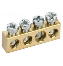 TEKFOR Шина нулевая сечение 6х9 4 отв. латунь  TF-KP00D-SN-04  IEK