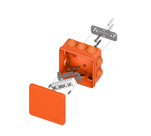 Коробка огнестойкая E45 100х100х50мм с клеммниками 7 полюсов 0,5-10мм2 IP55 HF  plc-kmfr-100-710  EKF